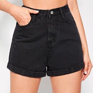 NEW SHEIN Solid Rolled Hem Denim Shorts XL